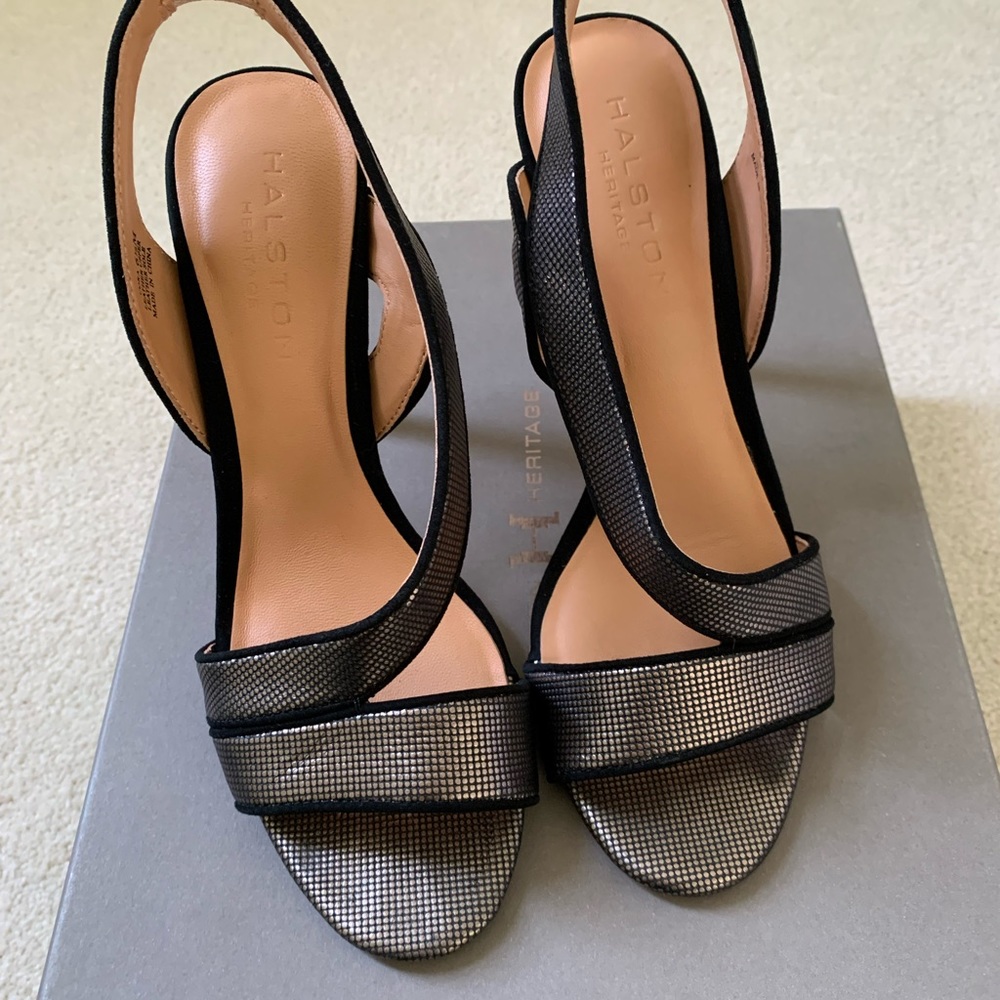 Halston Heritage Black and Tan Sandals